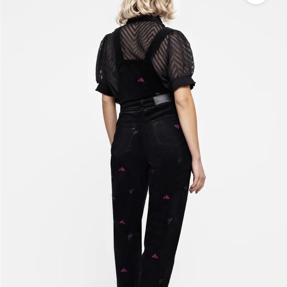 Disturbia Black Velvet Jumpsuit with Sheer Accents - Picture 3 of 8